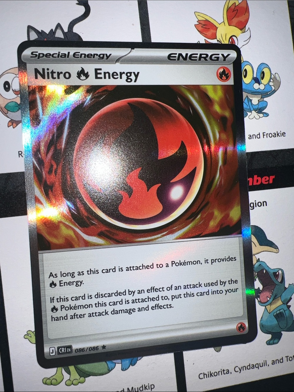 Pokemon Nitro Energy Holo Card - Red Black